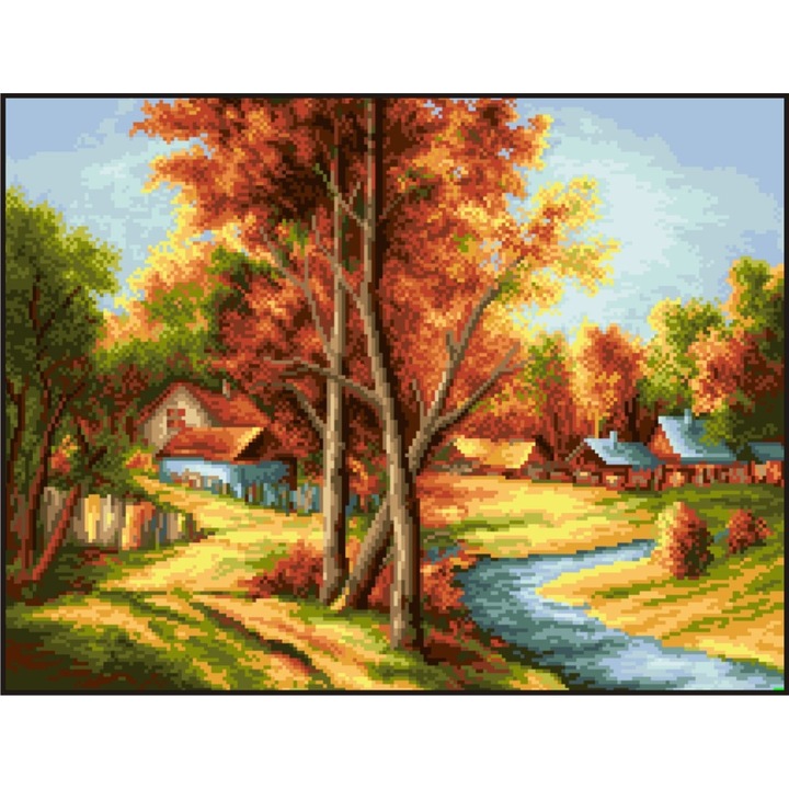 Amintiri ruginii - kit goblen cu panza imprimata