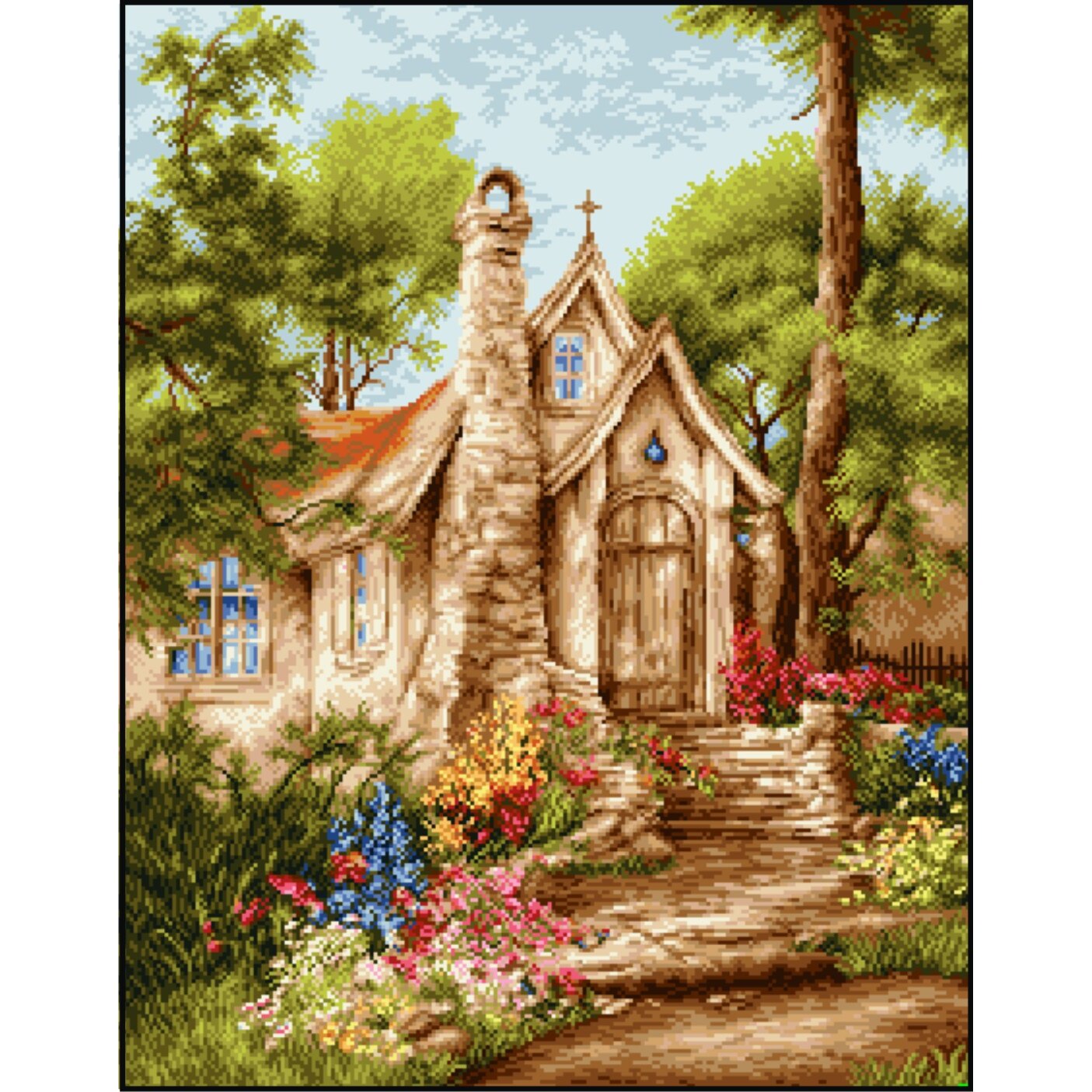Capela din Rai - kit goblen cu panza imprimata