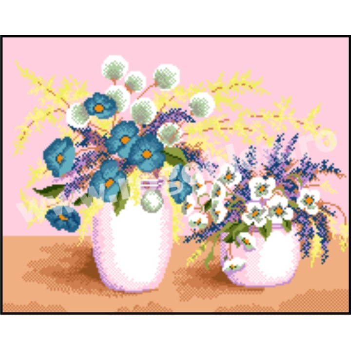 Albastrele - kit goblen cu diagrama color