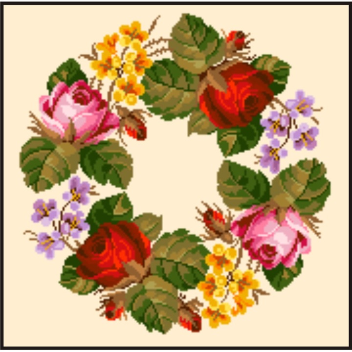 Coronita cu trandafiri - kit goblen cu diagrama color