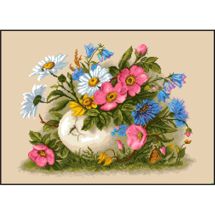 Miracolul primaverii - kit goblen cu panza imprimata