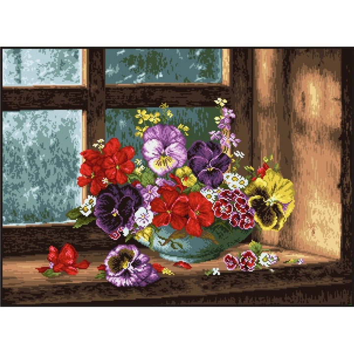 Pervaz inmiresmat - kit goblen cu diagrama color