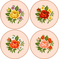 Trandafiri set pentru laseta - set 4 kit-uri goblen cu panza imprimata