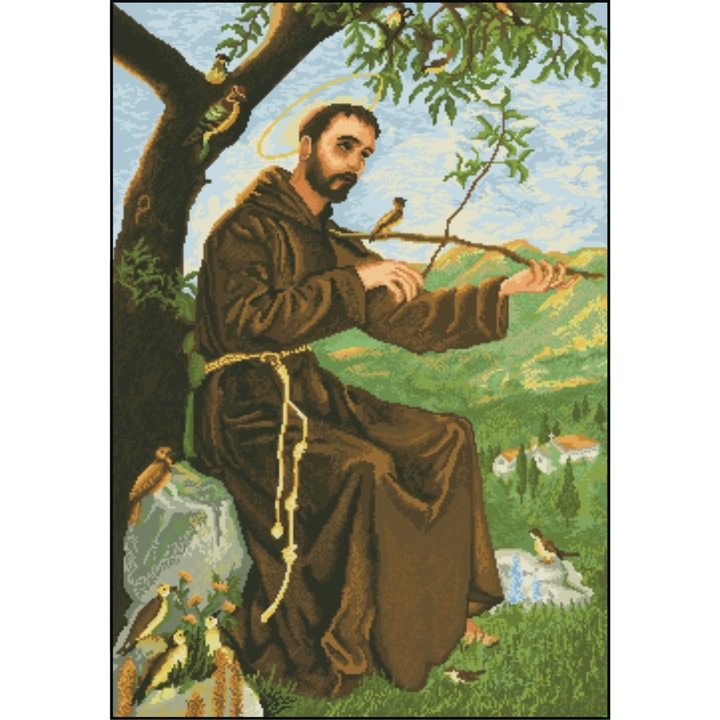 Sfantul Francisc - kit goblen cu diagrama alb-negru