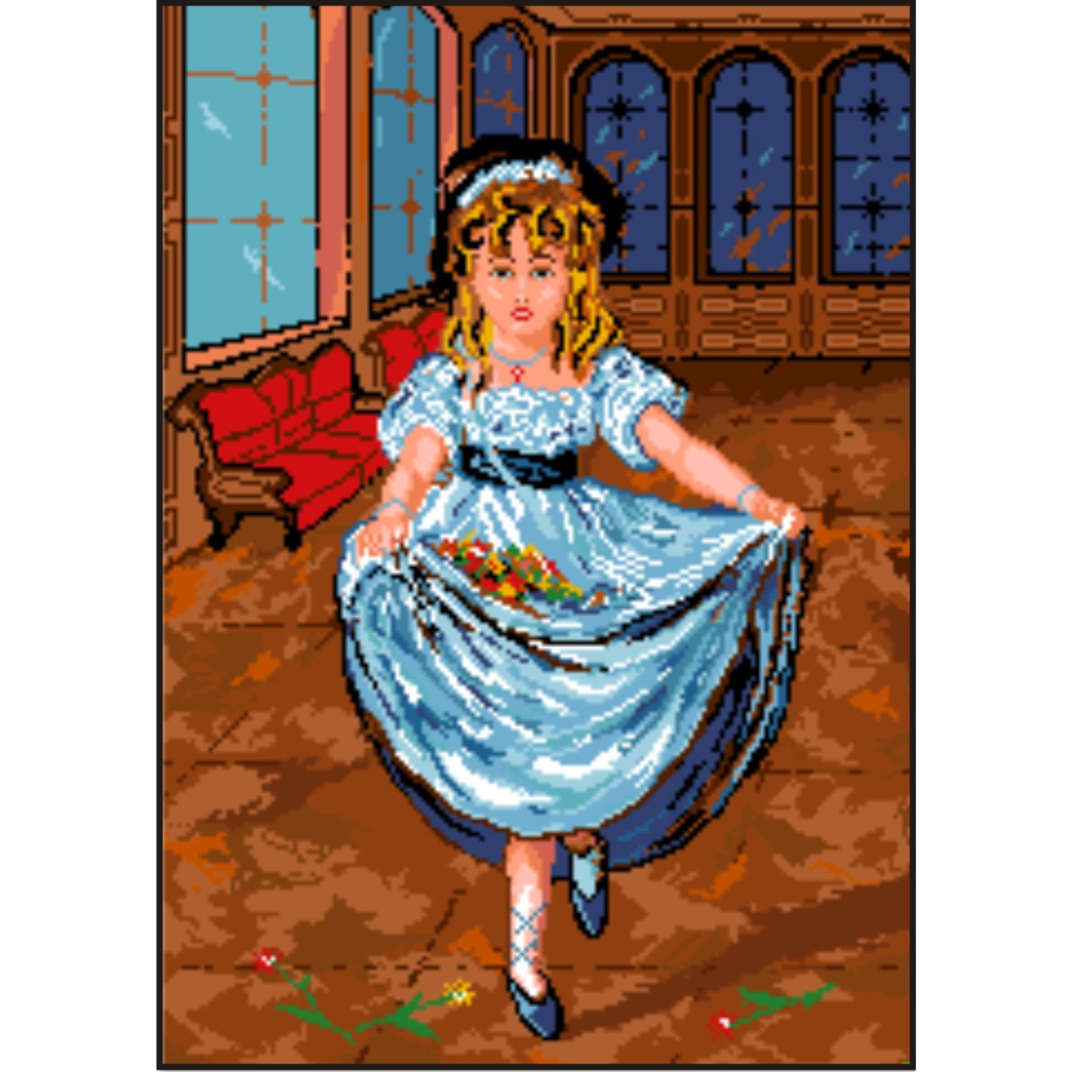 Lady Mary - kit goblen cu diagrama alb-negru