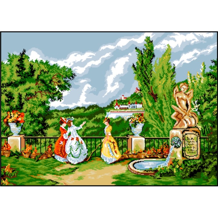 Castelul Marly - kit goblen cu diagrama alb-negru