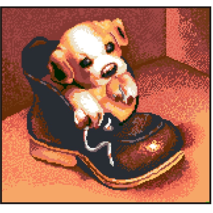 Catelusul Dorinei - kit goblen cu diagrama alb-negru