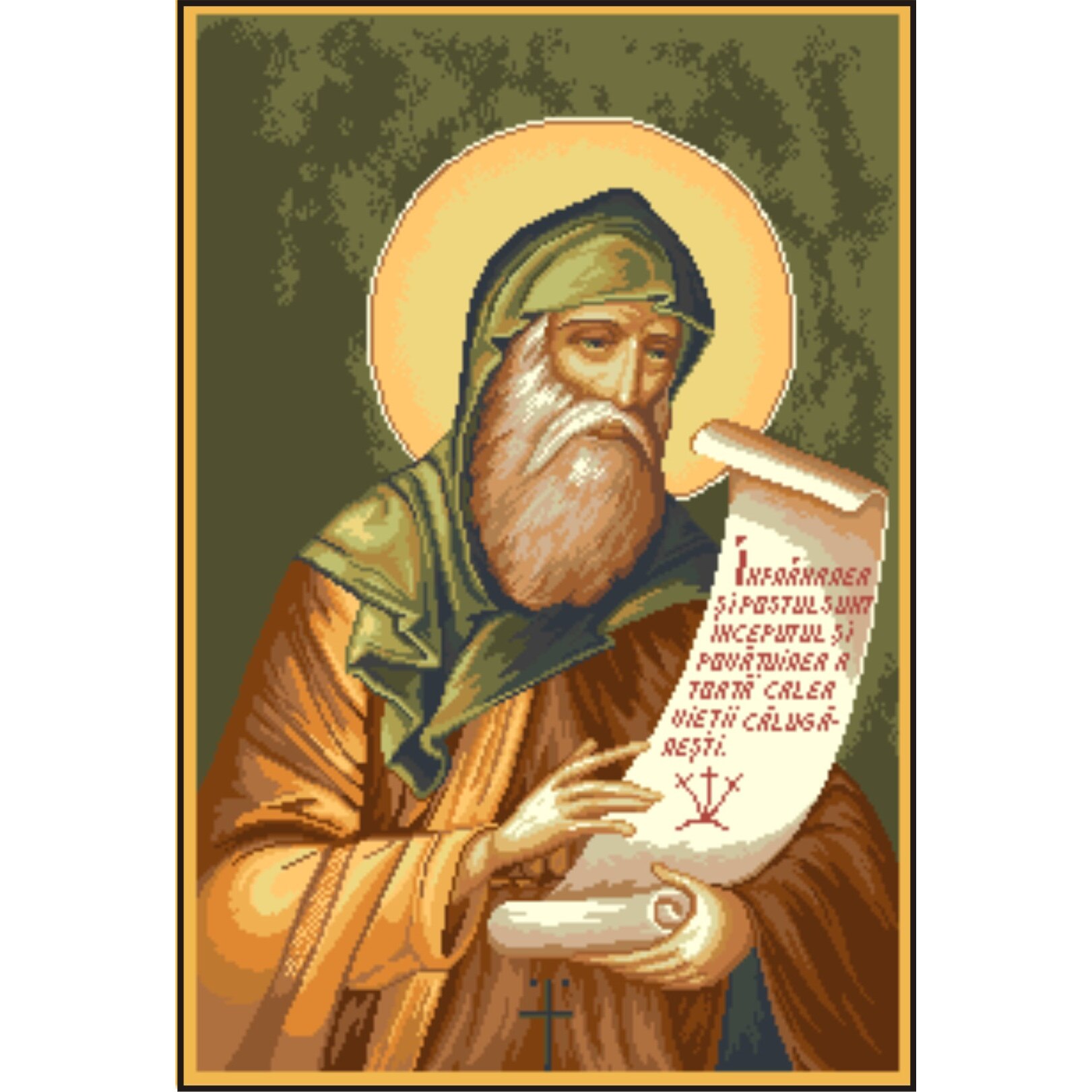 Cuviosul Vasile - kit goblen cu diagrama alb-negru