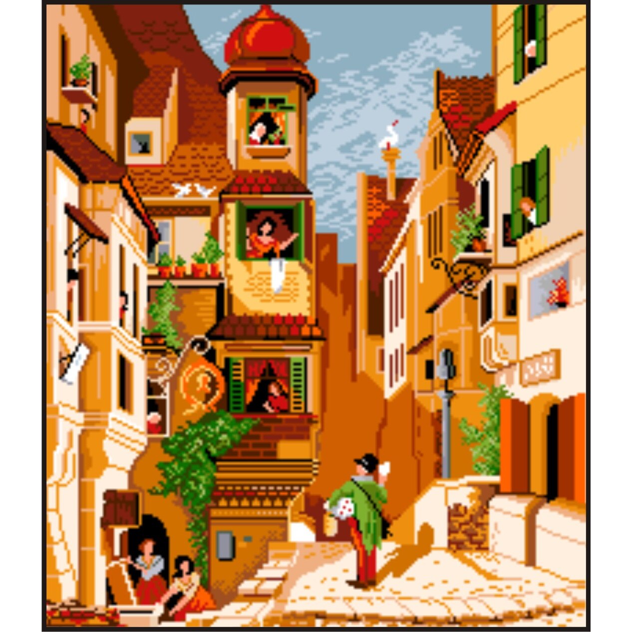 Postasul - kit goblen cu diagrama alb-negru