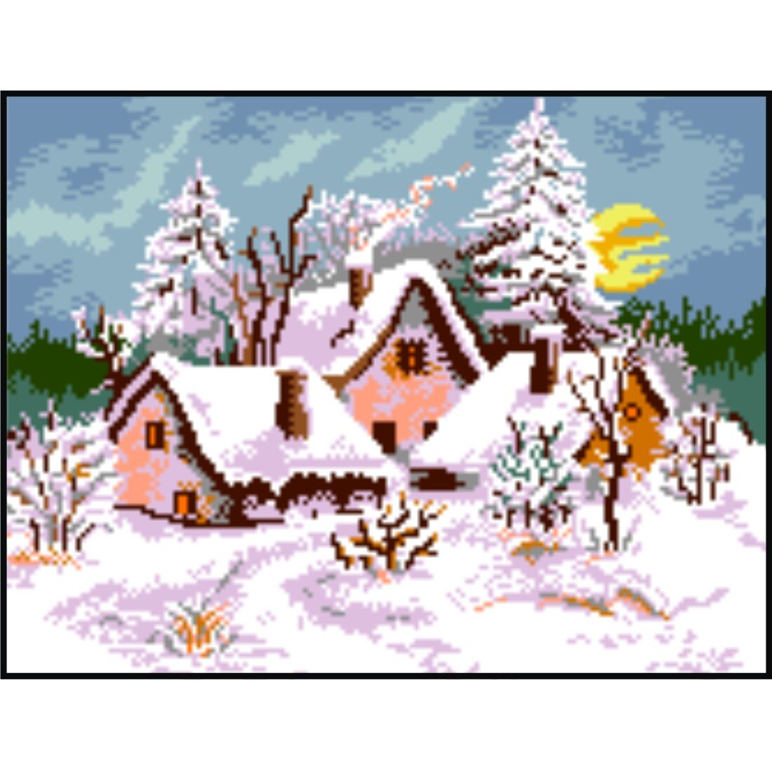 Casute inzapezite - kit goblen cu diagrama color