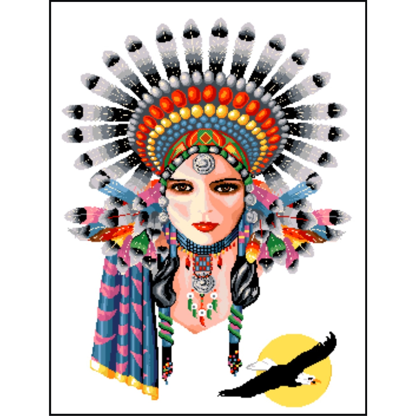 Pasarea soarelui - kit goblen cu diagrama alb-negru