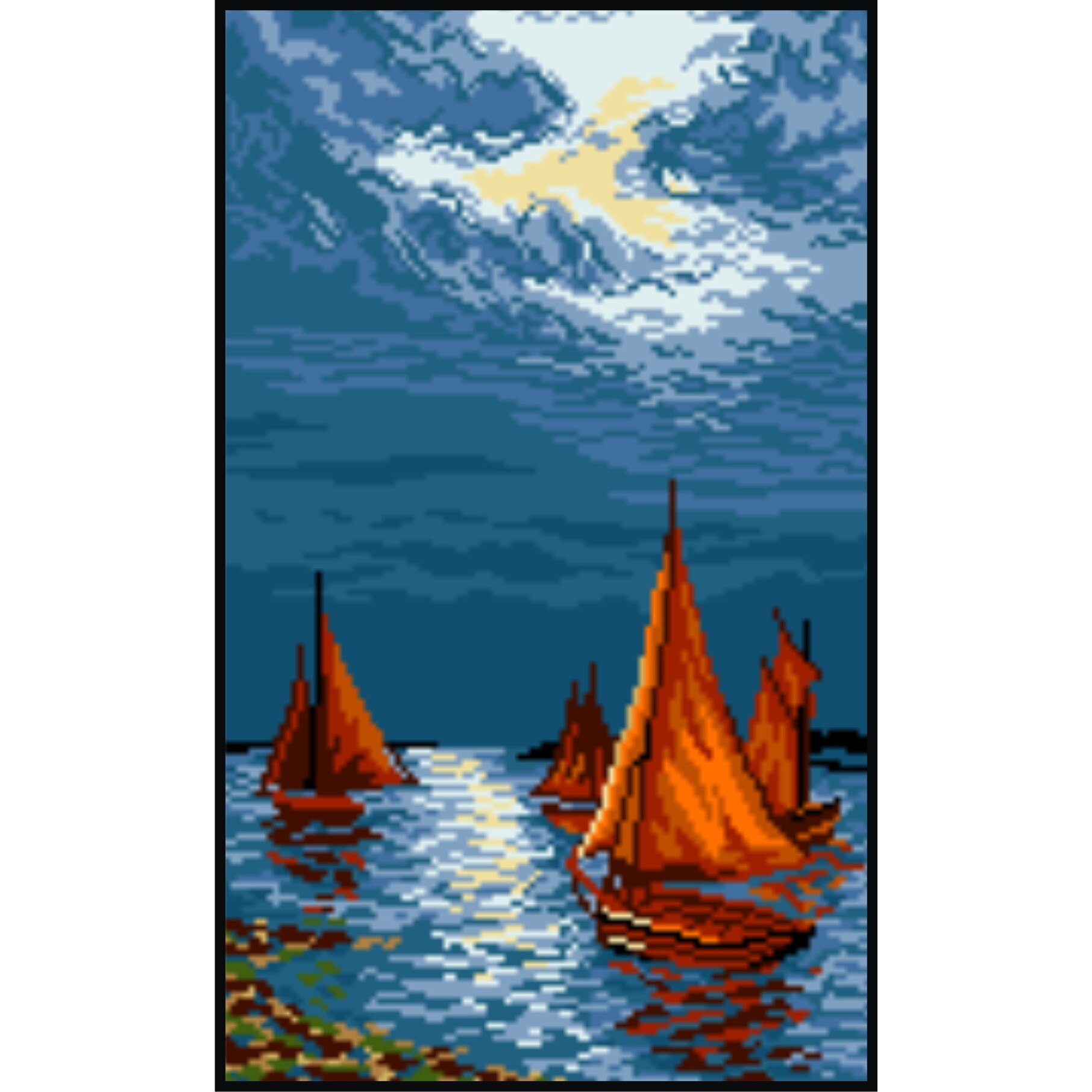 Marina, noaptea - kit goblen cu diagrama color