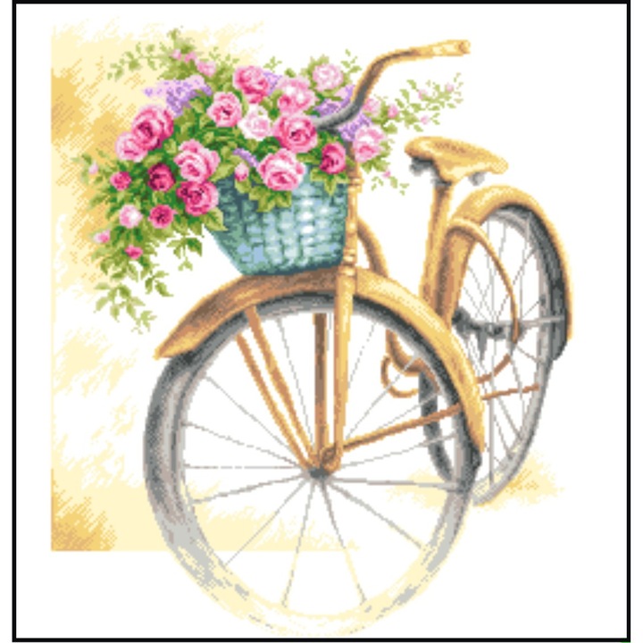 Primavara pe bicicleta - kit goblen cu panza imprimata