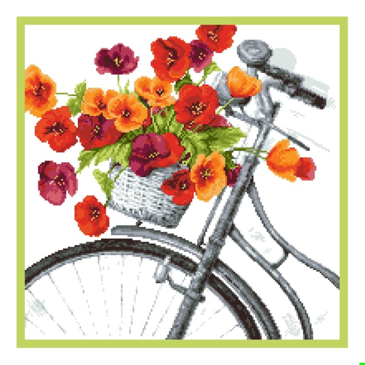 Florile vantului - kit goblen cu diagrama alb-negru