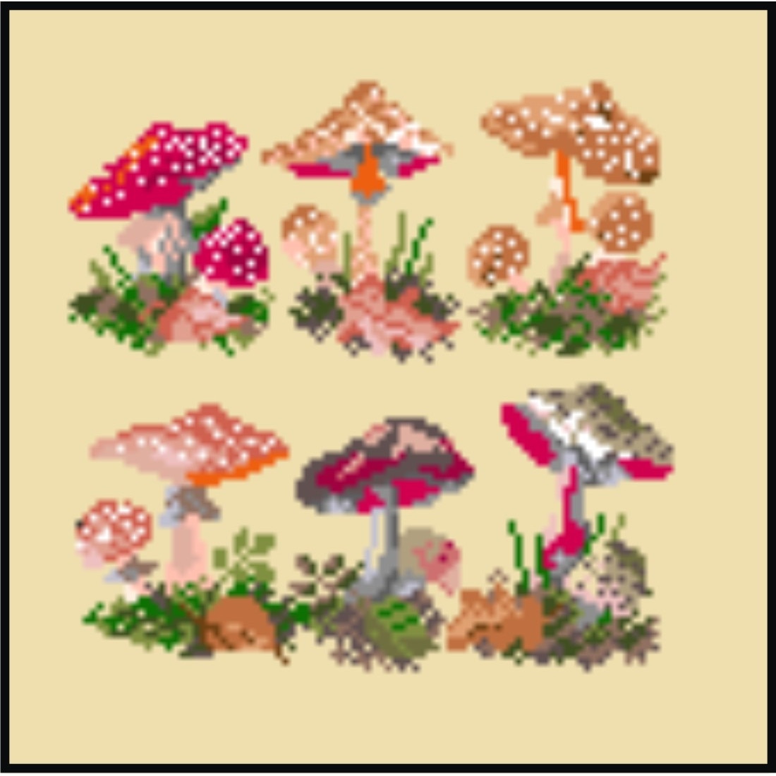 Ciuperci - kit goblen cu diagrama color