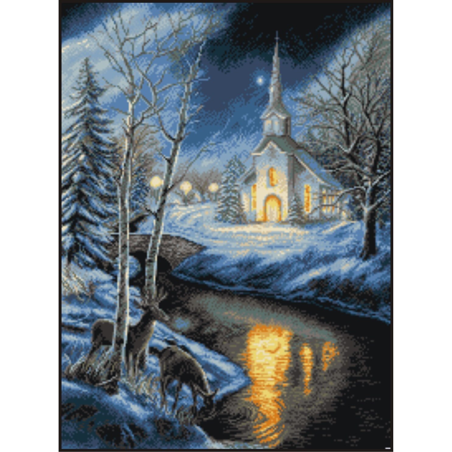 Noaptea caprioarelor - kit goblen cu diagrama color