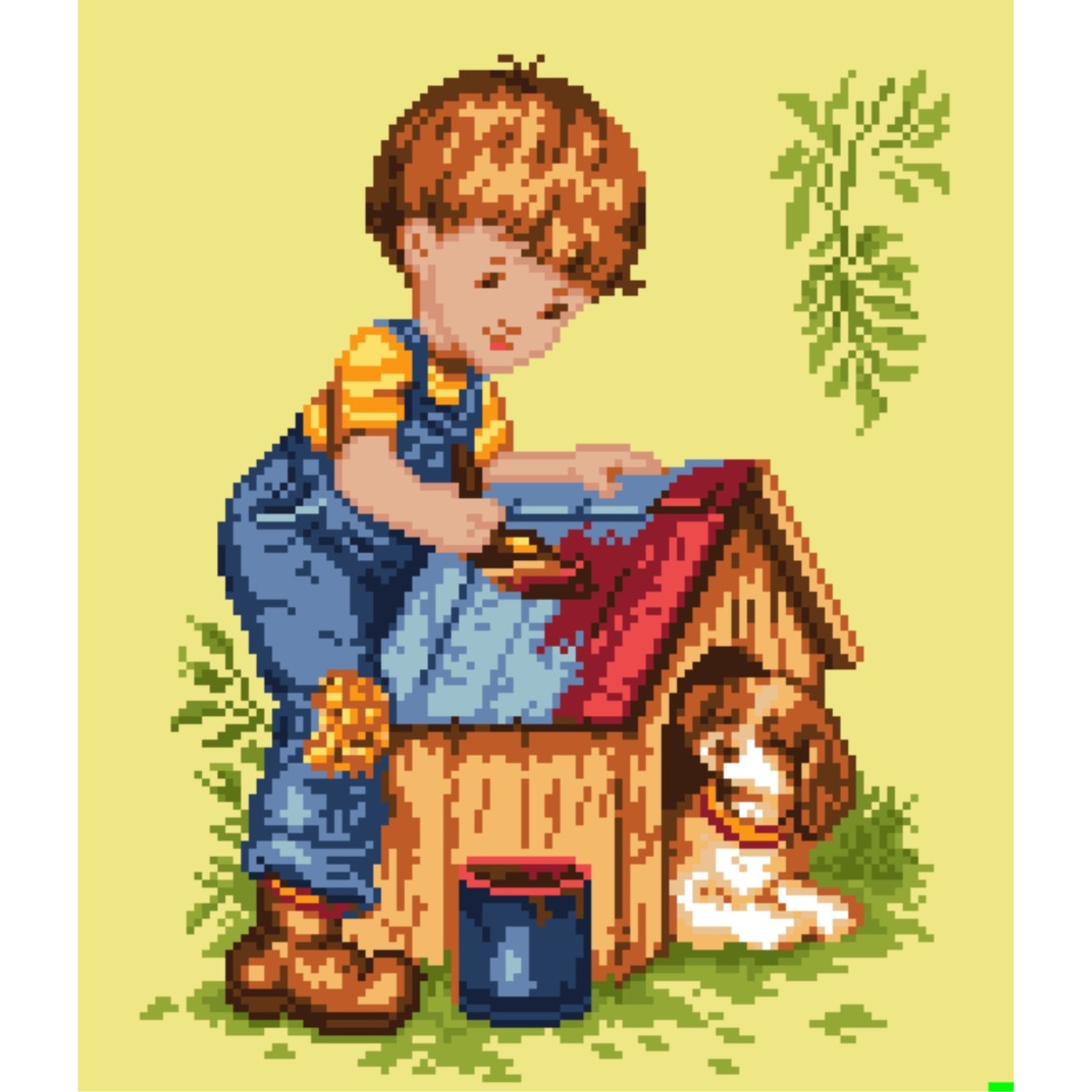 Adapost pentru catelus - kit goblen cu panza imprimata