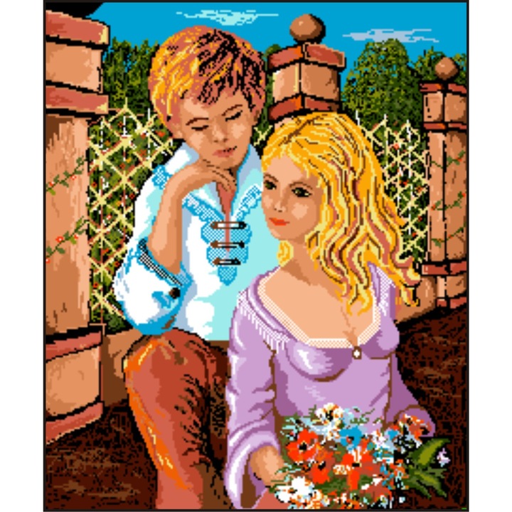 Prima iubire - kit goblen cu panza imprimata