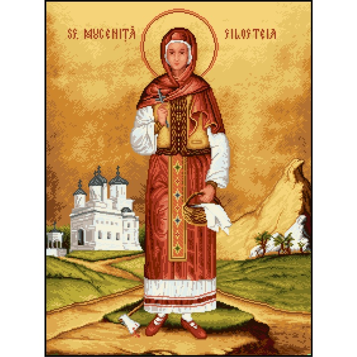 Sfanta Filofteia - kit goblen cu diagrama alb-negru