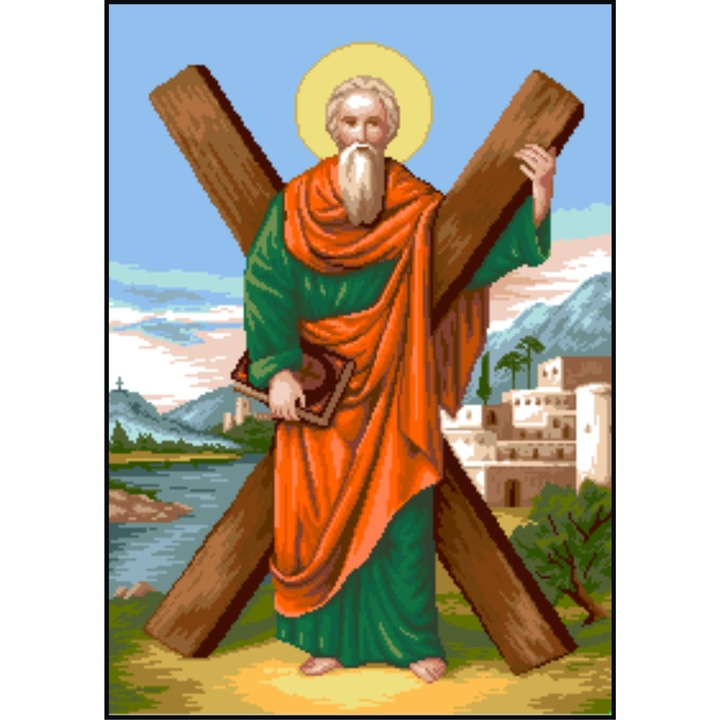 Sfantul Andrei - kit goblen cu panza imprimata