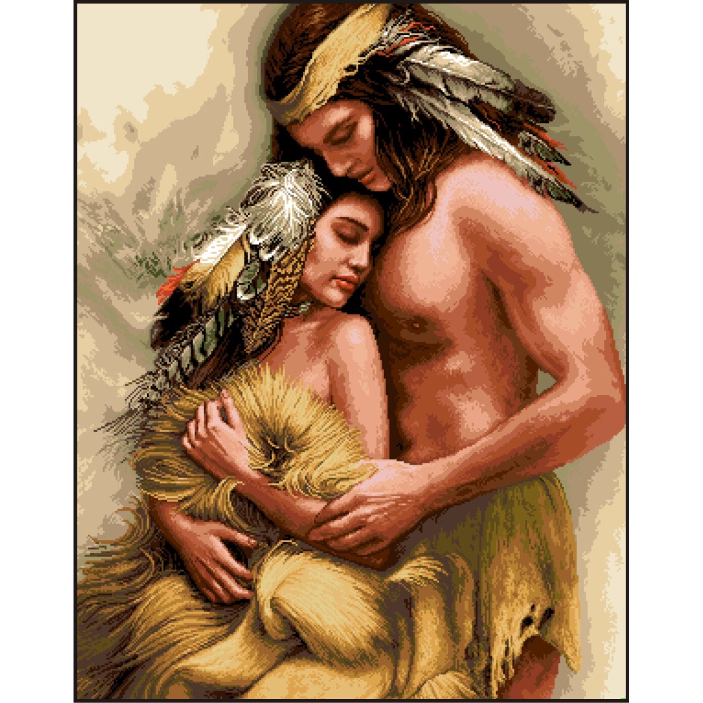 Suflete pereche - kit goblen cu diagrama color