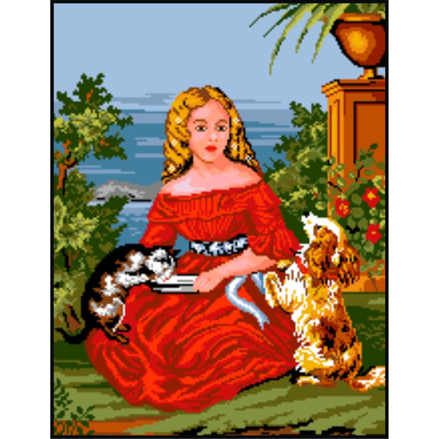 Prietenii - kit goblen cu diagrama alb negru