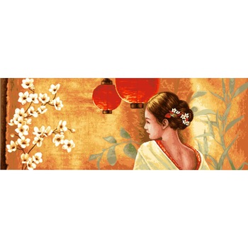 Fantezie cu lampioane - kit goblen cu diagrama alb-negru Fantezie cu lampioane - kit goblen cu diagrama alb-negru