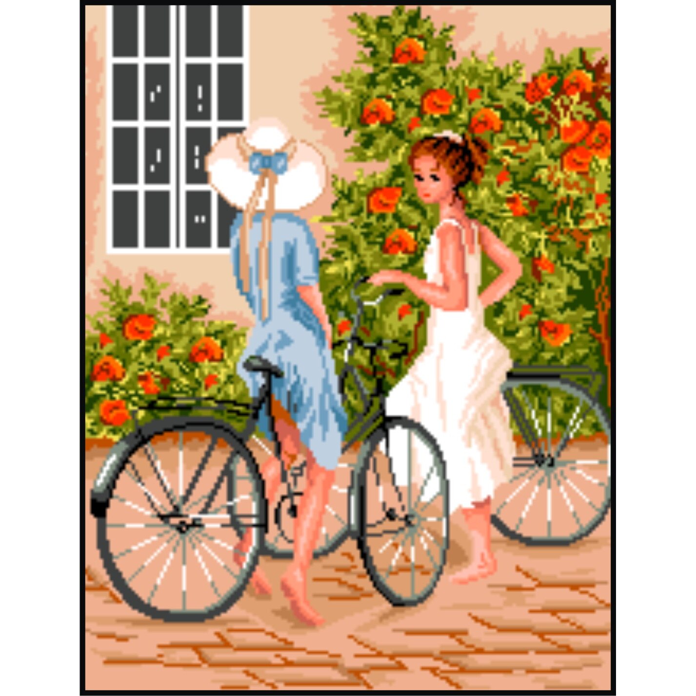 Biciclistele - kit goblen cu panza imprimata