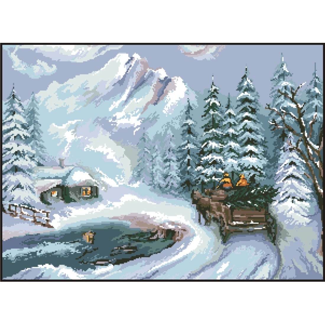 Ajun de Craciun - kit goblen cu diagrama color