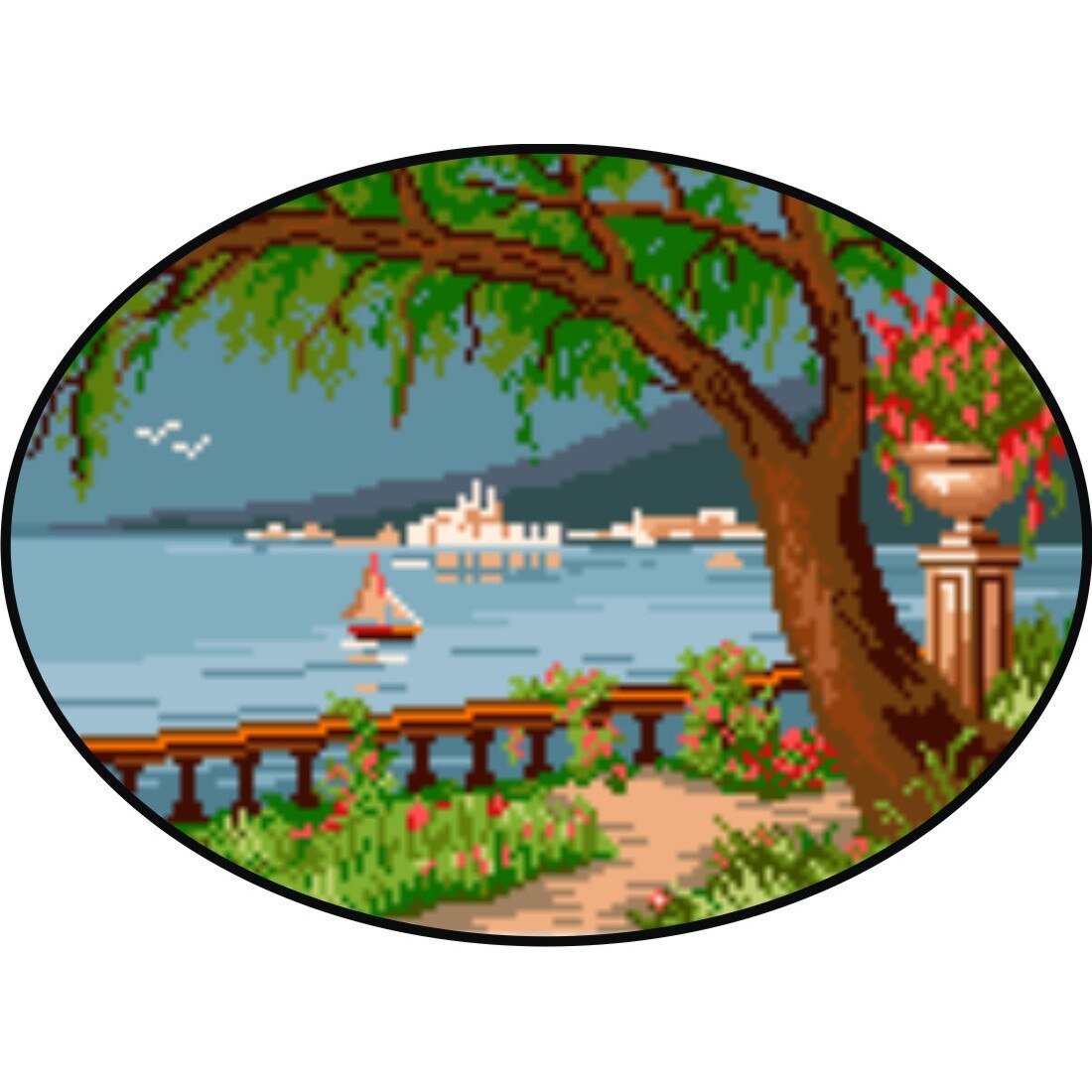 Laguna albastra - kit goblen cu panza imprimata