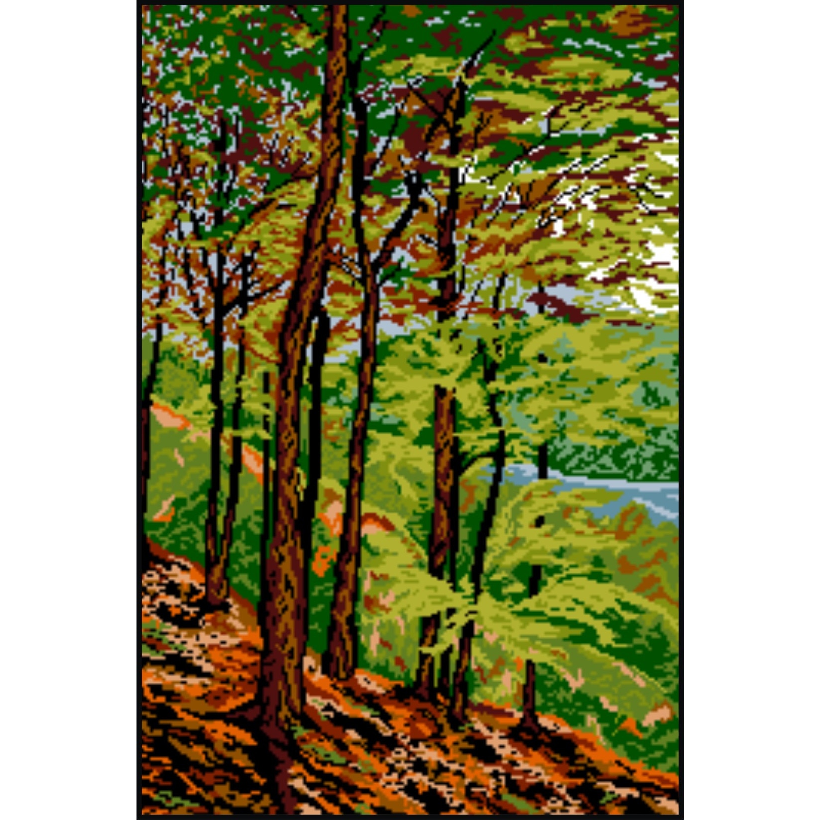 Colt de padure - kit goblen cu diagrama alb-negru