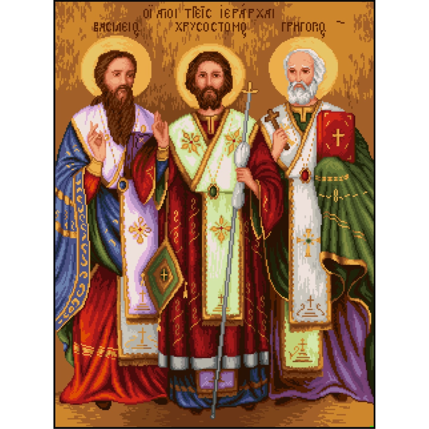 Trei Ierarhi - kit goblen cu panza imprimata