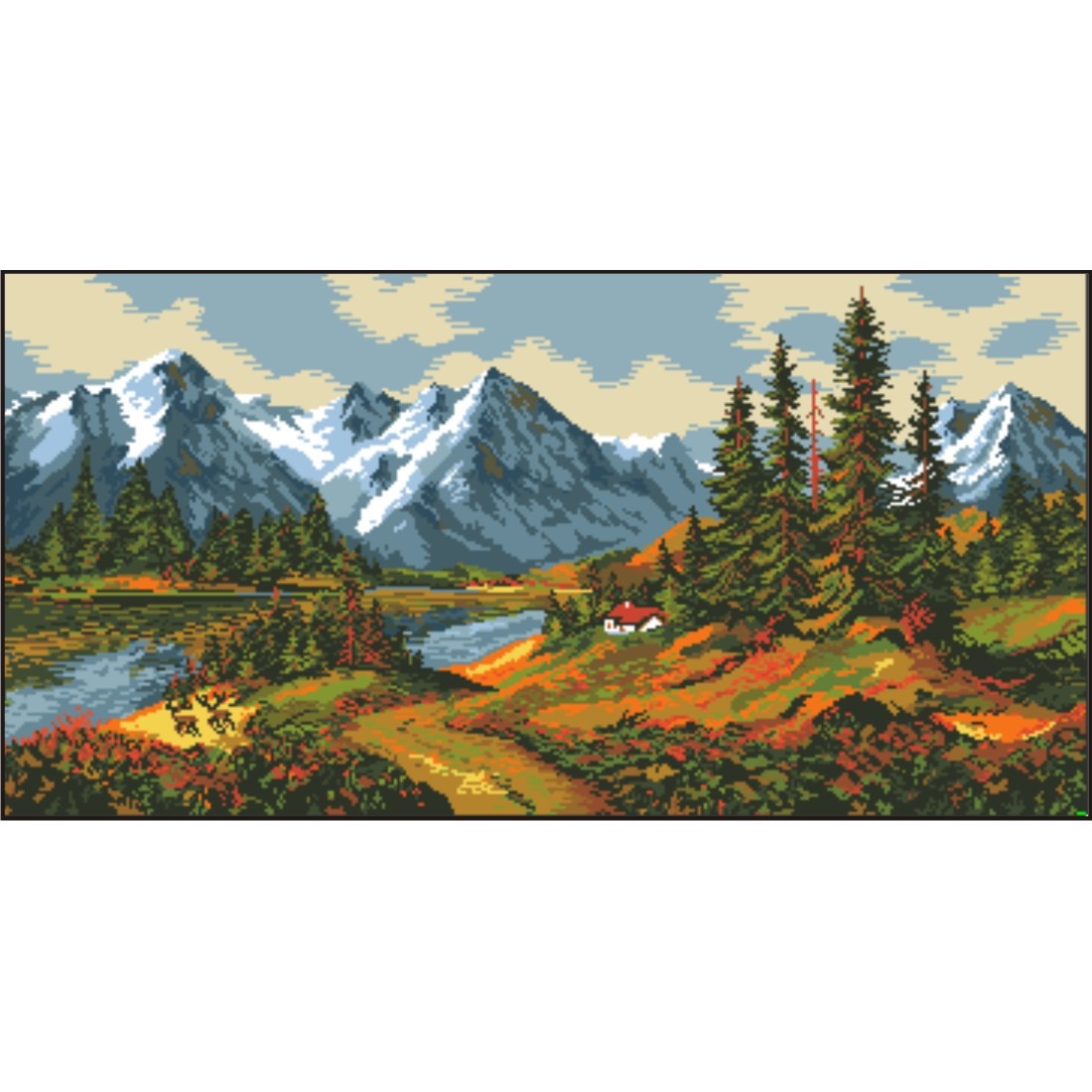 Peisaj alpin - kit goblen cu diagrama color