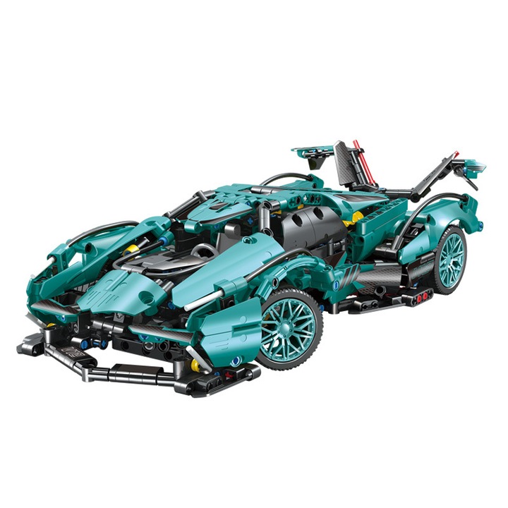 Set blocuri de constructie, model V12 sport, versiune statica, cultivarea creativitatii logice, verde, 1000 bucati, 6 ani+