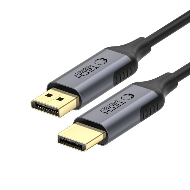 TECH-PROTECT UltraBoost videokábel, DisplayPort 1.4 dugó - DisplayPort 1.4 dugó, 4K, 60Hz, 2m, fekete