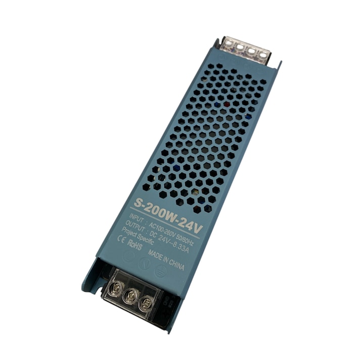 Hálózati stabilizált tápegység S-200W-24V, 185*48*23 mm