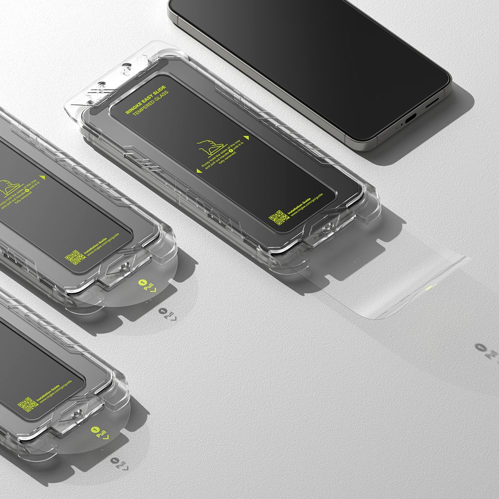 Set 2 folii sticla cu sistem de montare Ringke Easy Slide compatibil cu Samsung Galaxy S24 / S25 Clear