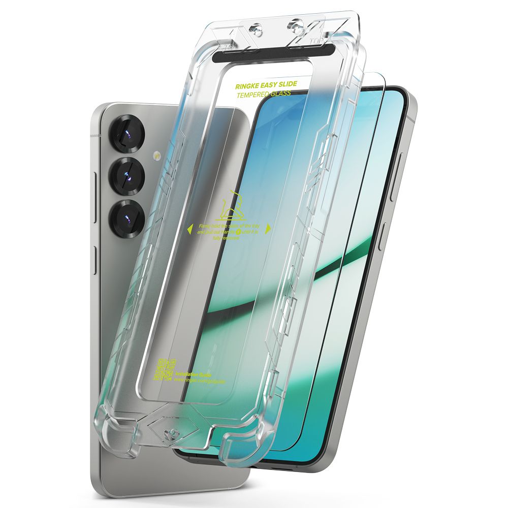 Set 2 folii sticla cu sistem de montare Ringke Easy Slide compatibil cu Samsung Galaxy S24 / S25 Clear