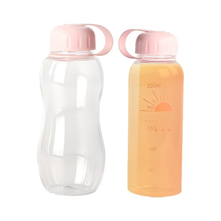 Комплект от 2 бутилки за туризъм, непропускливи, розови, 300 мл