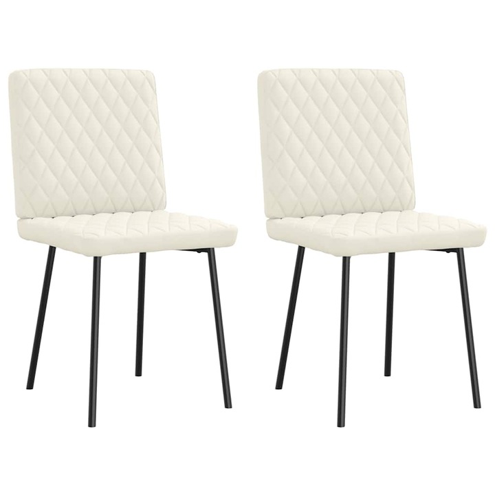 Scaune de bucatarie vidaXL, 2 buc., crem, catifea, 13 Kg 4101112