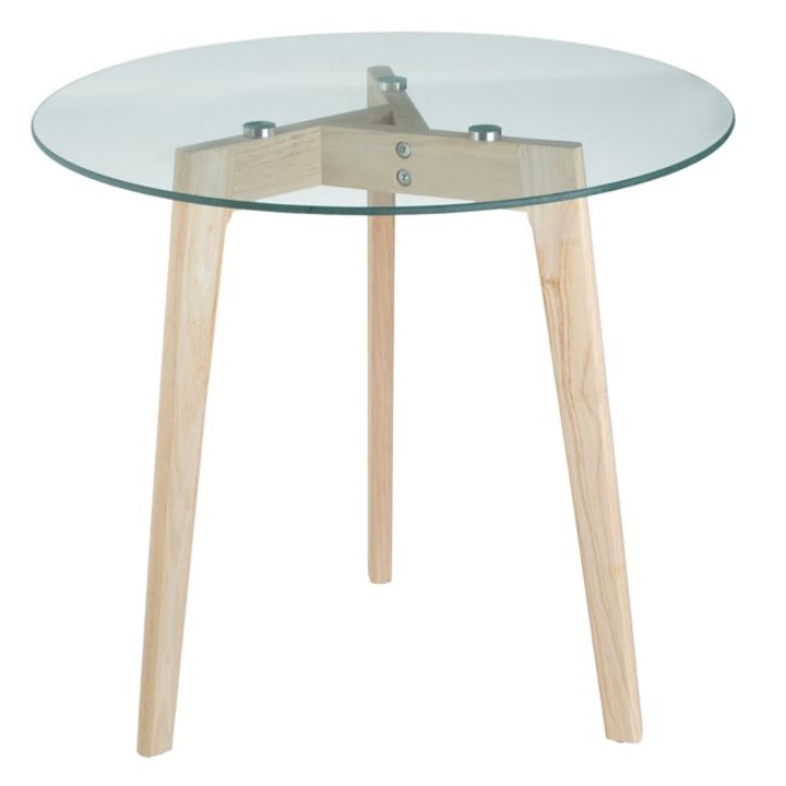 Casa Shop® Маса за кафе със стъклен плот и дървена рамка Ø45x49см