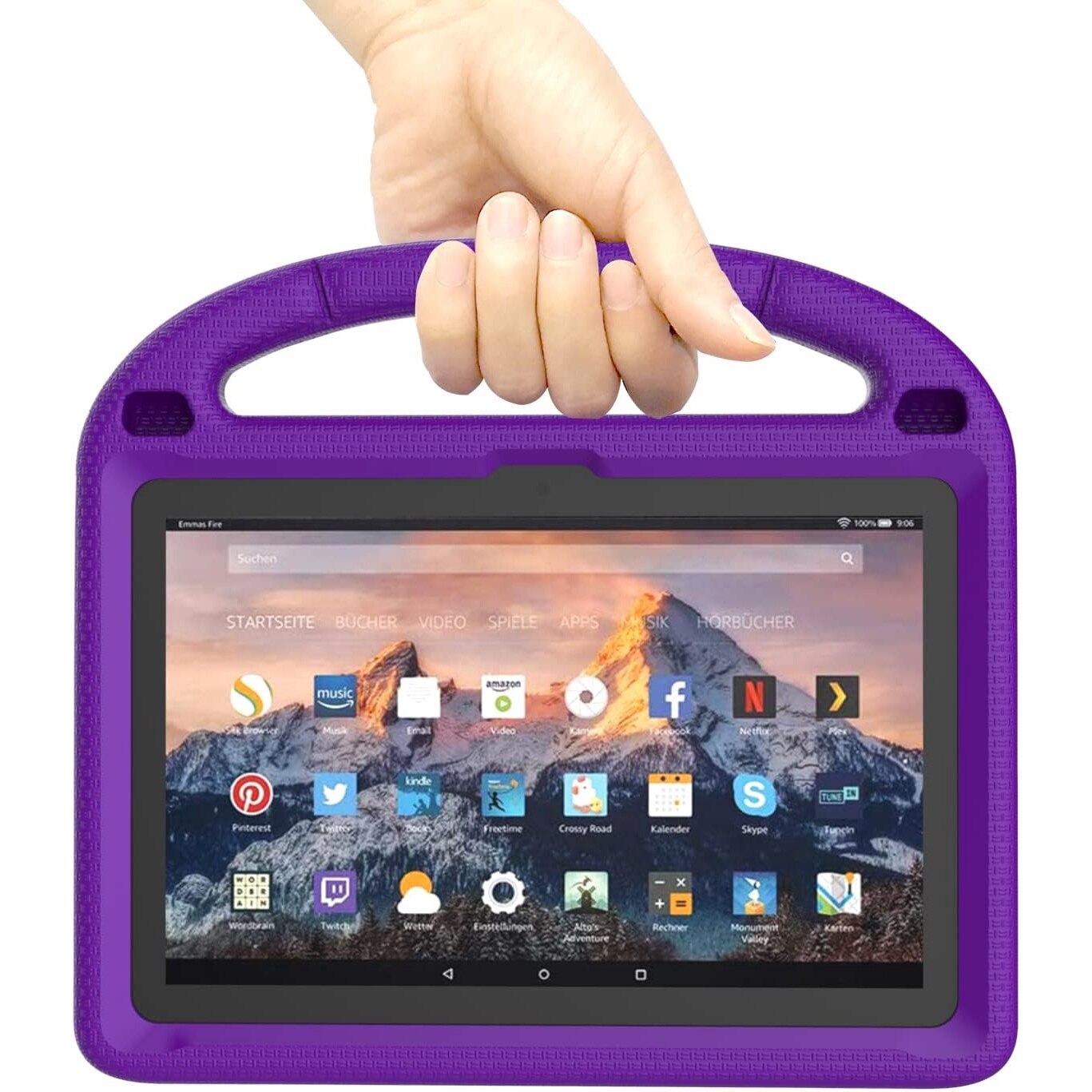 Husa pentru tableta de 8 inchi, usoara, rezistenta la socuri, pentru copii, cu suport de maner-VIOLET