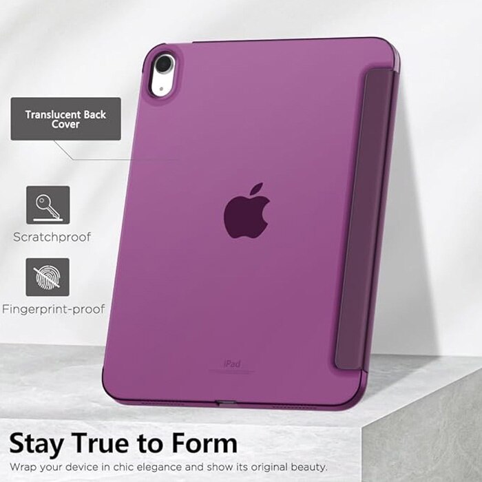 Husa Protectie Flip pentru iPad 10 2022/2024, iPad 11 2025, Model Carte, Pliabila pentru Suport, Mov Strugure