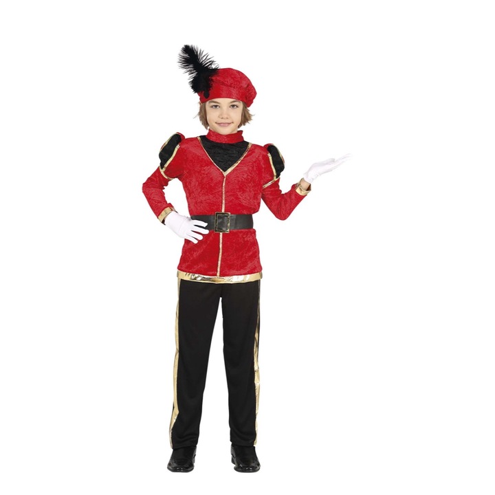 Costum paj medieval rosu baieti 105 cm (2-3 ani)