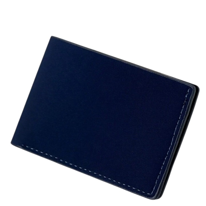 Mini Portofel compact pentru Barbati, ultra-subtire, casual, piele PU, Albastru