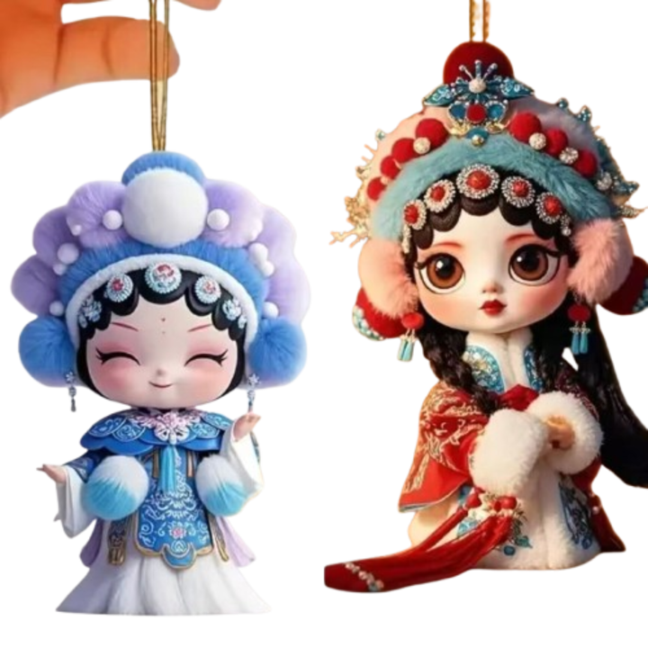 Huadan Pekingi Opera Kulcstartók [Márka] OEM - Átlátszó 3D Akril Szett, Élénk, Vibráló Színek, Karcálló - Gyűjtemény/Ajándék/Autó Dekoráció (Méretek 4x3cm)