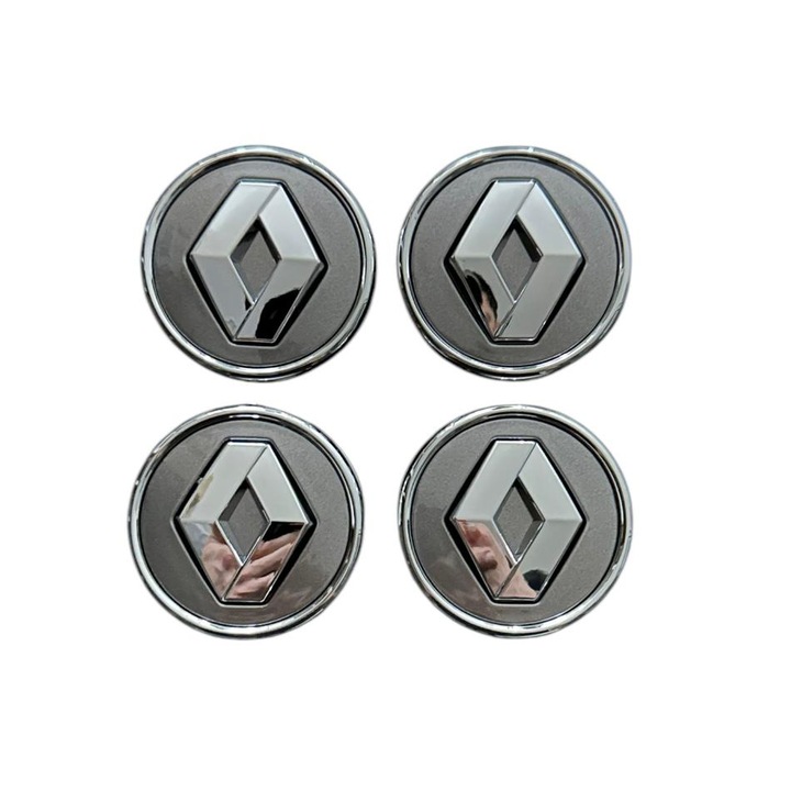 Set 4 capacele roti 57 mm Renault, Gri Chrome