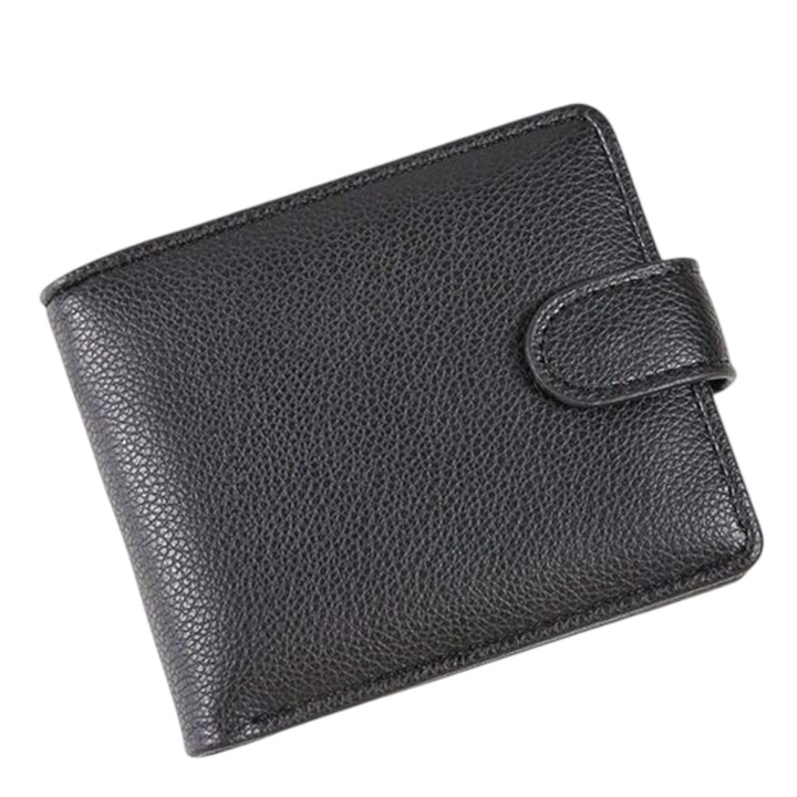Portofel stil minimalist pentru barbati, bifold, Negru