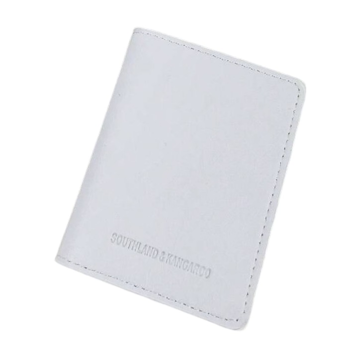 Mini portofel compact din piele PU, subtire si portabil, design modern si elegant - Alb