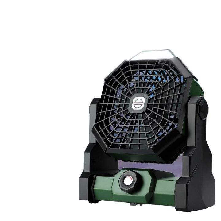 Вентилатор за къмпинг с LED фенер, 8 скорости, преносим, презареждаем, 7800mAh, зелен